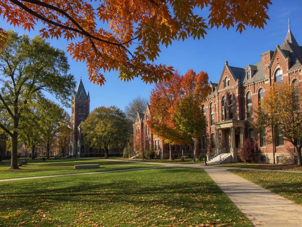Historic campus and town square in Oberlin, Ohio